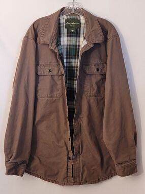 Eddie Bauer Men's Brown Utility Jacket 100% Cotton Size XL
